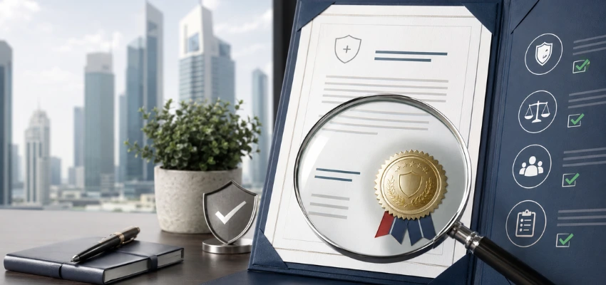 Checking an accredited ISO certification document in the UAE