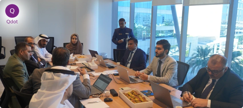 Integrated Transport Centre Abu Dhabi team meeting with Qdot consultants for ISO 39001 road traffic safety management system implementation