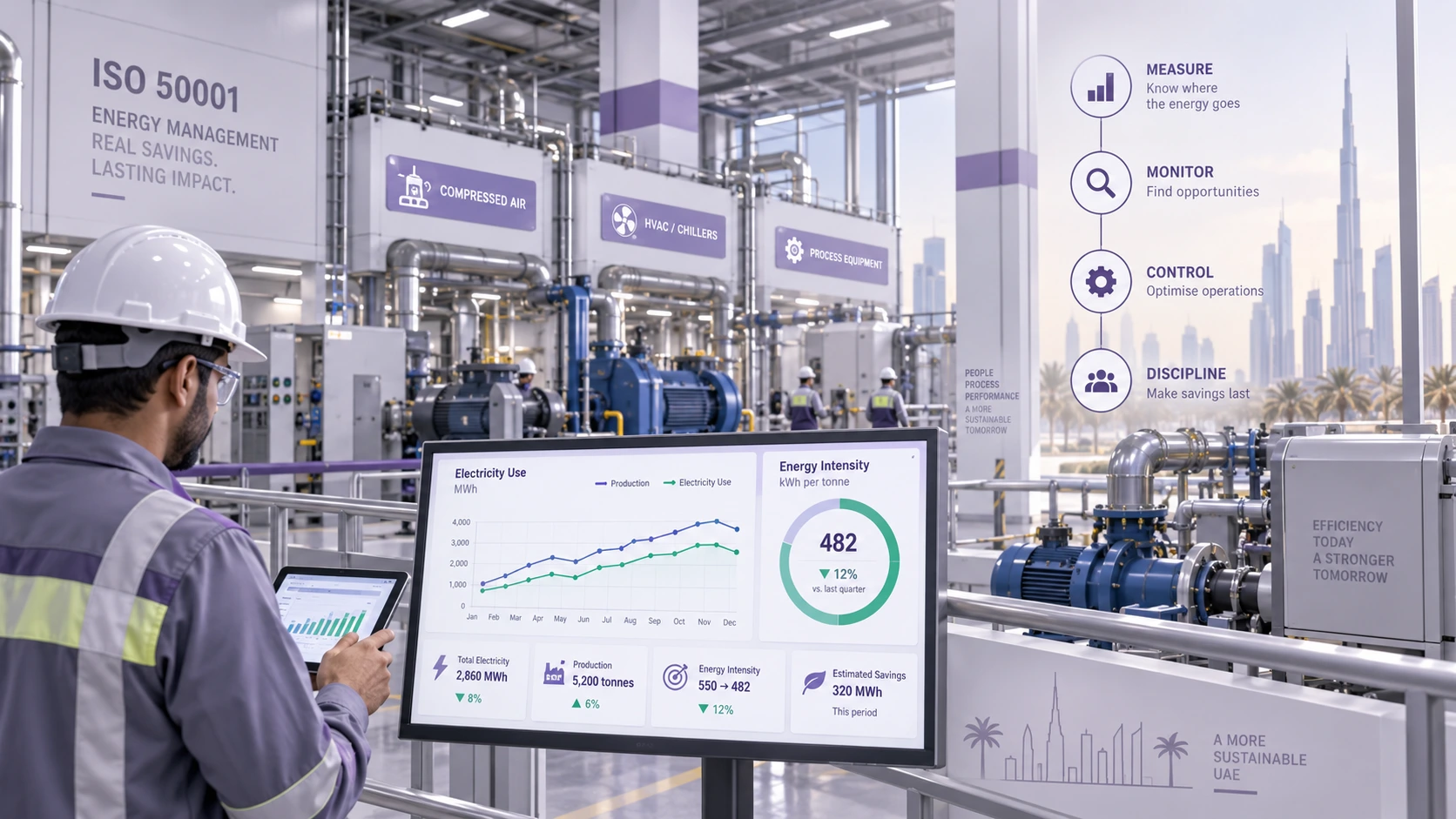 ISO 50001 energy management and factory energy savings for UAE manufacturers