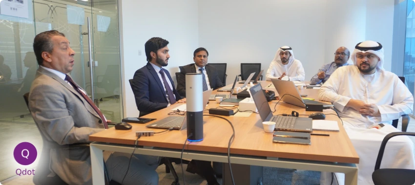 Integrated Transport Centre team and Qdot consultants during ISO 39001 road traffic safety implementation meeting in Abu Dhabi
