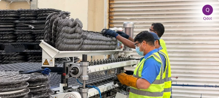 Silent Night UAE manufacturing team operating machinery during SMETA social compliance implementation and audit readiness support by Qdot UAE