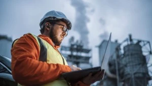 Environmental compliance monitoring review at industrial plant for ISO 14001 certification