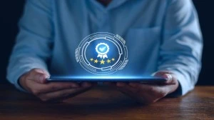 Business professional showcasing ISO 9001 certification and quality assurance concept in the UAE